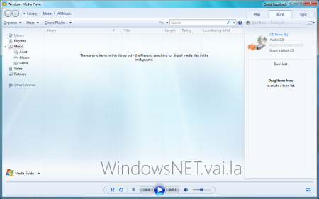 Aba "Gravar" do Windows Media Player 12